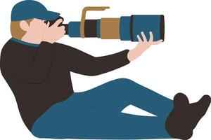Man Photographer Character with Cartoon Design vector