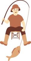 Fisherman with Sitting Pose vector