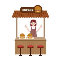 burger street market vendor cartoon vector