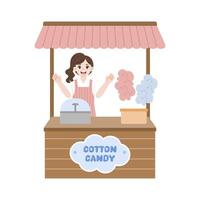 cotton candy street market vendor cartoon vector
