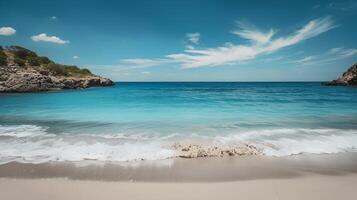 Serene Beach with Clear Blue Water and Soft Waves photo