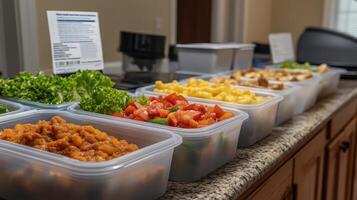 Fresh Meal Prep Containers with Colorful Ingredients on Counter photo