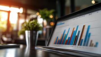 Modern Business Analytics with Colorful Graphs on Laptop Screen photo