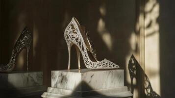 Sparkling Elegance Designer Bridal High Heels. photo