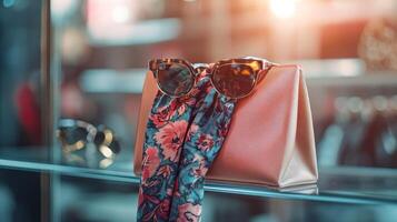 Sunglasses and Handbag Display. photo