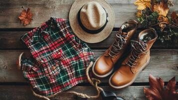 Autumnal Outfit Flat Lay. photo