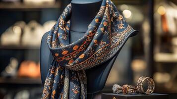 Silk Scarf with intricate patterns. photo
