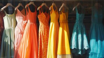 Colorful Dresses in a Shop Window. photo