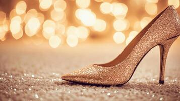 Sparkling Gold High Heel Shoe. photo