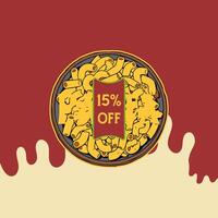 Macaroni offer poster design with colorful background vector