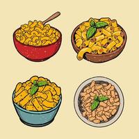 Set of macaroni cheese colorful vector