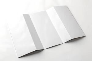 White A4 trifold paper brochure mockup, Blank tempelate, Leaflet, Pamphlet, Flyer, Booklet, Catalog empty mock-up photo