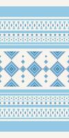The Classy Traditional of Tribal Motif Seamless Pattern Border Blue Embroidery on Beige. Background Design for wrapping, silk, scarf, background, textile, carpet. Delicate Chevron vector