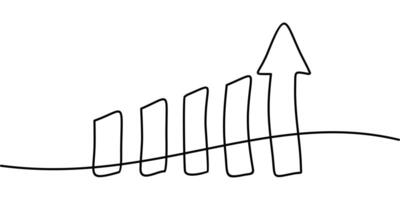 continuous line drawing growth chart symbol. abstract line art illustration vector