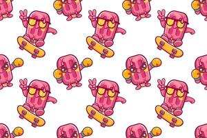 ice cream food character seamless pattern illustration background vector