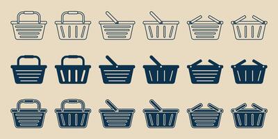 set laundry basket icon logo simple illustration design graphic template vector