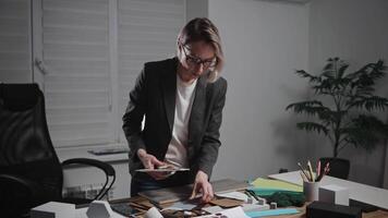 Female architect working on interior design project. Using Palettes and Texture Swatches video