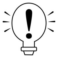 Bulb with exclamation mark. Idea symbol. Inspiration, discovery, idea, warning and insight concept isolated on white background. vector