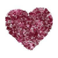 Heart shape formed by a cluster of four leaf shapes creating a cohesive and vibrant design. Perfect for graphic design applications such as posters, flyers, or invitations, digital artwork. vector