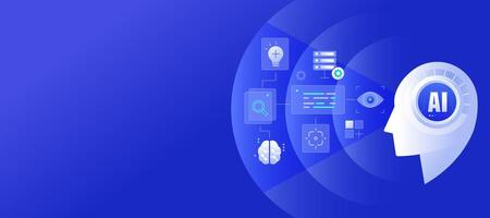 Agentic AI Workflow Automation, Artificial intelligence AI driven decision-making concept illustration Banner vector