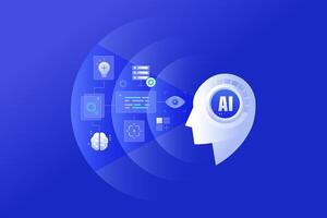 Agentic AI Workflow Automation, Artificial intelligence AI driven decision-making concept illustration blue background vector