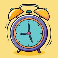 Ringing alarm clock line and color Retro alarm clock vector