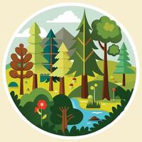 Diversity of trees set on white background vector