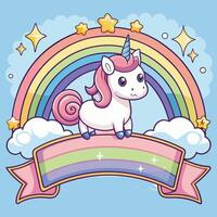 Magical Unicorn in Enchanted Forest vector
