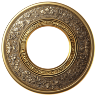 Circular Gold Frame with Intricate Patterns png