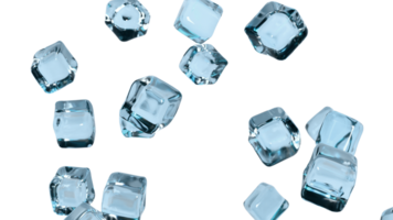 Refreshing ice cube blocks flying overlay 3d render png