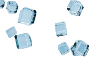 Refreshing big ice cubes flying overlay 3d render png