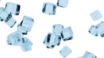 Refreshing ice cubes flying overlay 3d render png