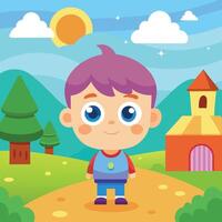 A smiling boy with beautiful nature vector