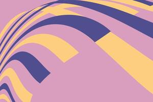 Geometric abstract design showcasing dynamic yellow and purple wavy stripes on a soft pink background, creating an intriguing and modern visual element perfect for artistic presentations or graphic vector