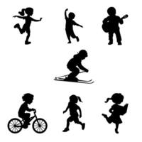 Silhouette of Childish Dynamic Pose vector