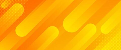 Bright orange gradient abstract dynamic banner background with halftone, modern wallpaper vector