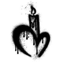 Spray Painted Graffiti candle with heart shape Sprayed isolated with a white background. vector
