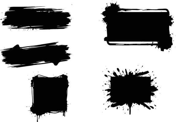 Grunge Ink Frames and Splatter Brush Strokes