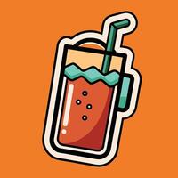 A picture of a glass with a straw and a straw in it vector
