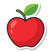 Red apple with green leaf vector