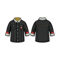 shirt with long sleeves and buttons technical sketch Black color vector