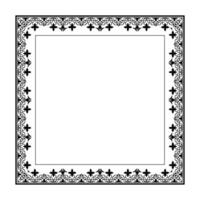 Square black and white floral european national pattern frame. Ethnic square ornament of Ancient Greece, Roman Empire. Pattern frame for square surfaces, invitations, textiles, engraving, embroidery vector