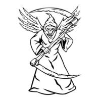 The Grim Reaper Wielding Double Sided Scythe Mascot Retro vector