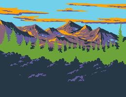 Maple Pass Trail Loop in North Cascades National Park Washington State WPA Poster Art vector