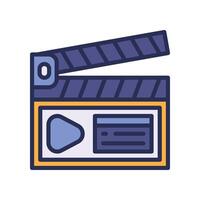 clapperboard filled color icon vector