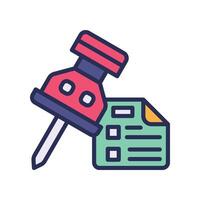 push pin filled color icon vector
