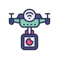 camera drone filled color icon vector