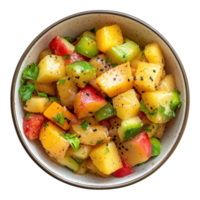Delicious Fruit Salad in Bowl on transparent background. png