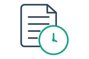 History icon. line icon style. document with clock. icon related to time and date. time elements illustration vector