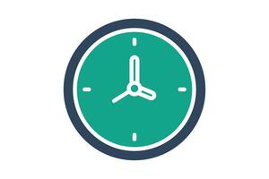 Clock icon. solid icon style. icon related to time and date. time elements illustration vector